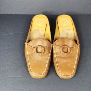 Cole Haan Nike Air Pebbled Leather Brown Slip On Mule Women Made in Brazil 6.5B